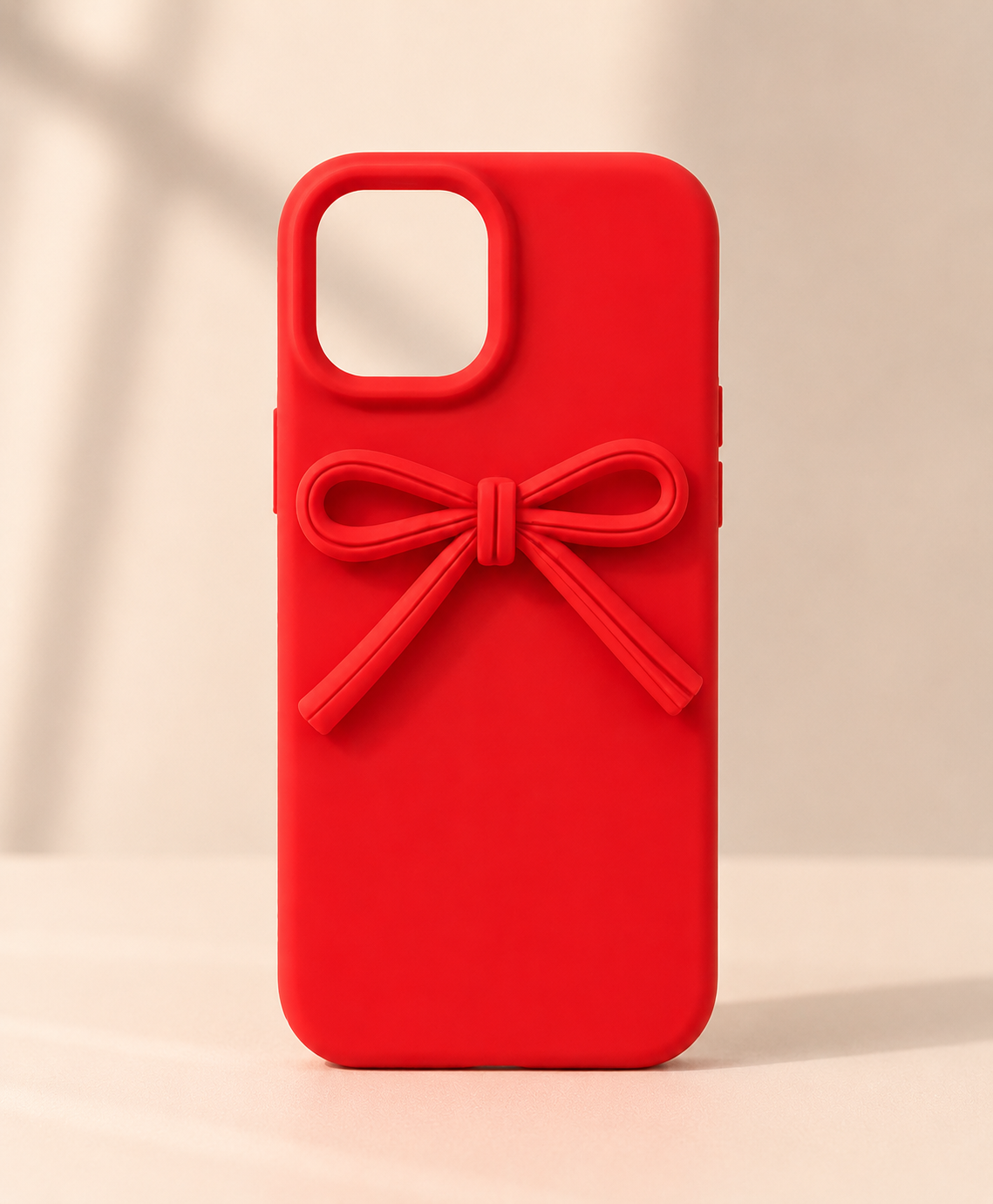 Luxury 3D Bow Silicone Case for iPhone 14 – Soft Shockproof Protective Cover | Red