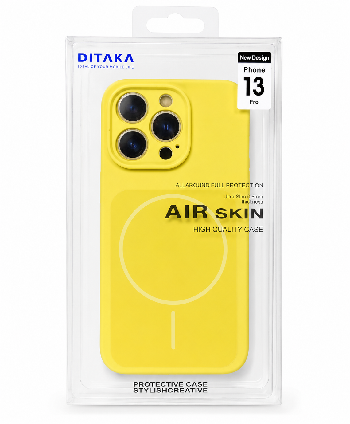 DITAKA Air Skin Magnetic Case for iPhone 13 Pro – Ultra Slim Full Protection (Yellow)